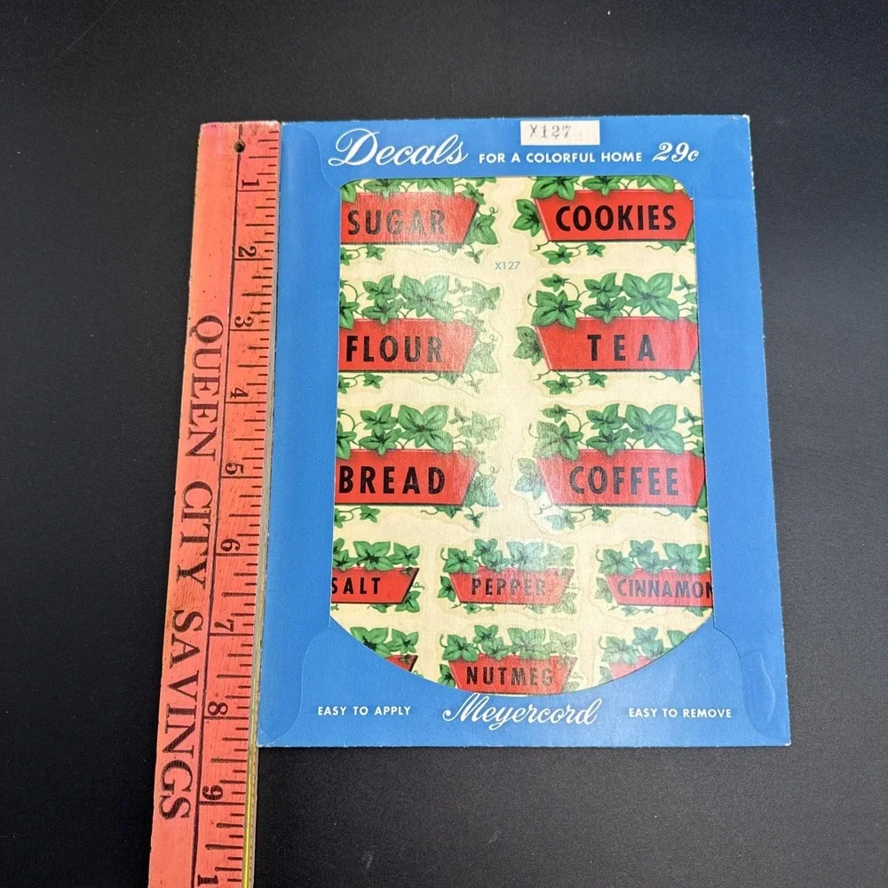 1950s Meyercord Decals X 127‎ Food Labels Flour Sugar Tea Spices
